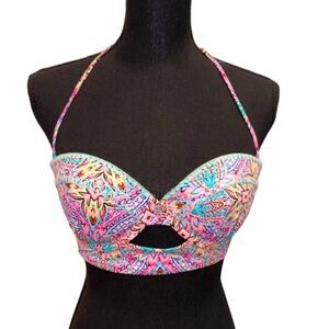 Shade & Shore Pink Multicolor Balcony Bikini Top 36B (M)